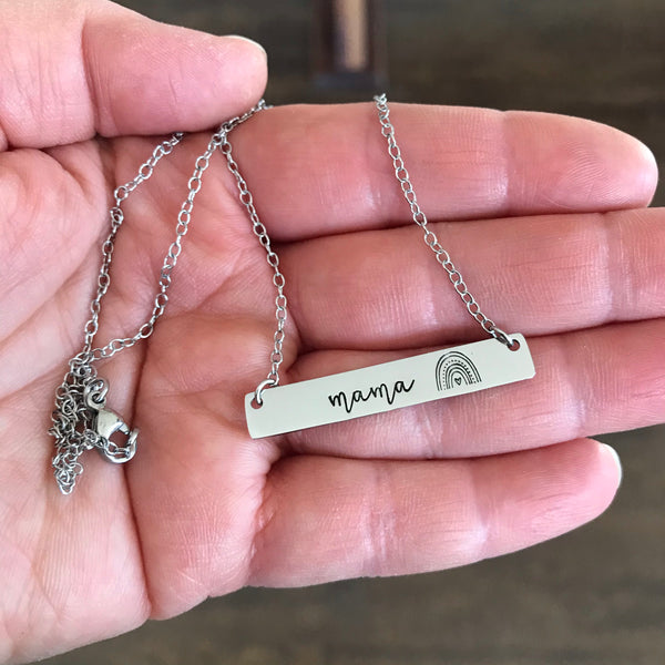 Mama Rainbow Bar Necklace