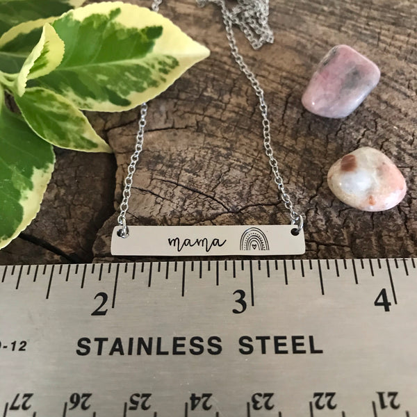 Mama Rainbow Bar Necklace