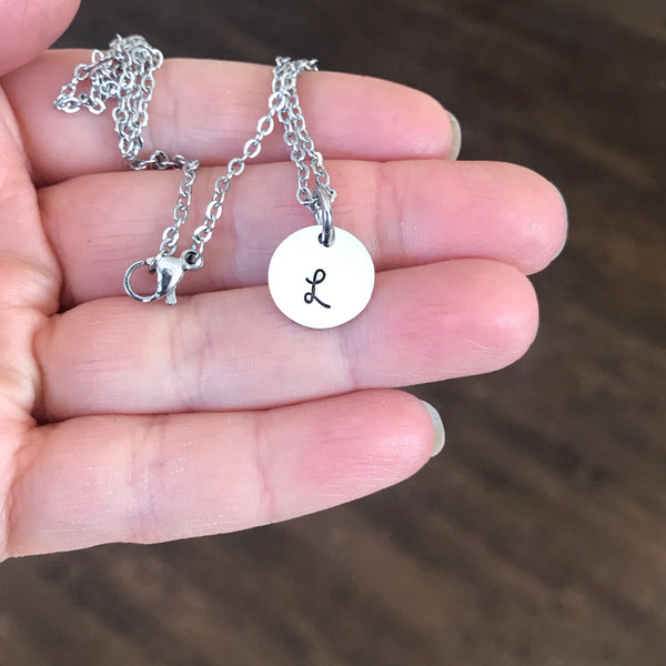 Tiny initial necklace