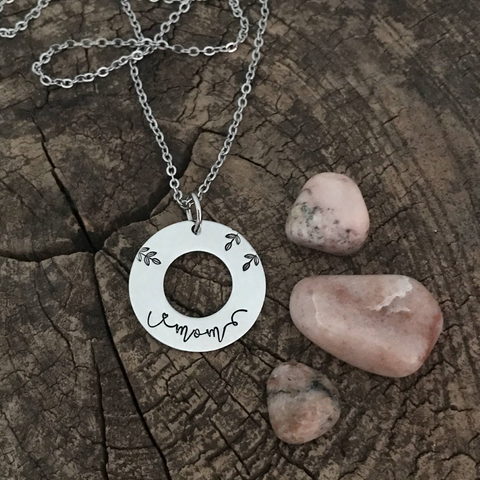 Hand-stamped "Mom" Necklace